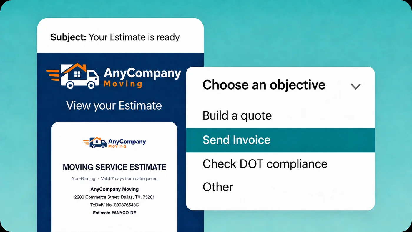 A polished, branded moving estimate ready to send